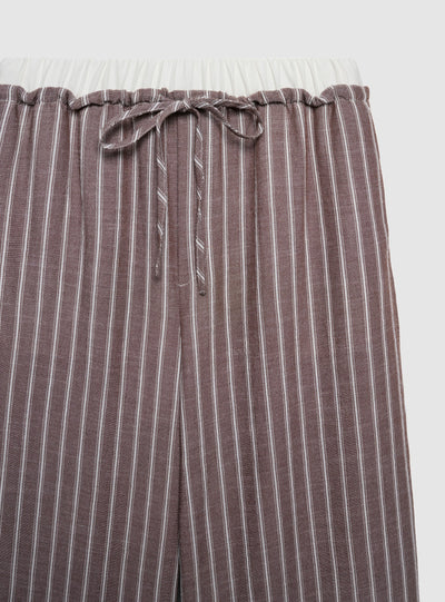 Pantaloni wide leg a righe con coulisse