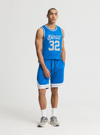 Mesh basketball-style shorts with contrast stripes