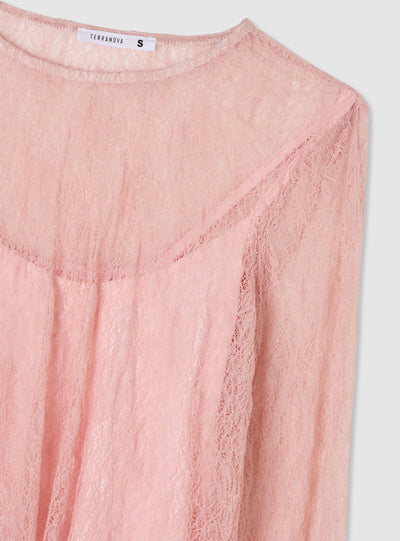 T-shirt in pizzo a maniche lunghe