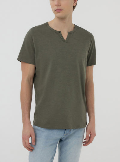 T-shirt serafino tessuto fiammato