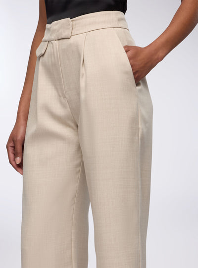 Pantaloni wide leg con pinces e pattina