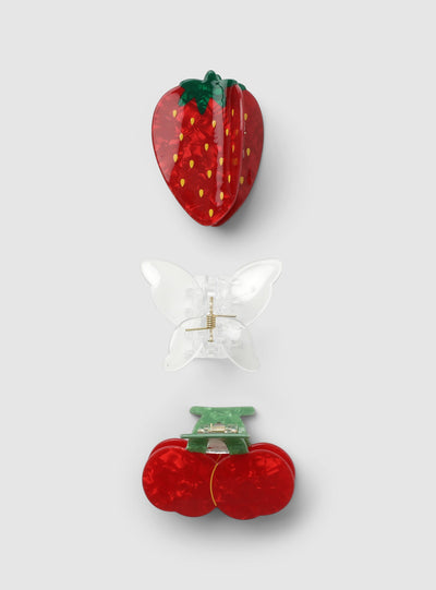 Pack of 3 hair clips with decorations