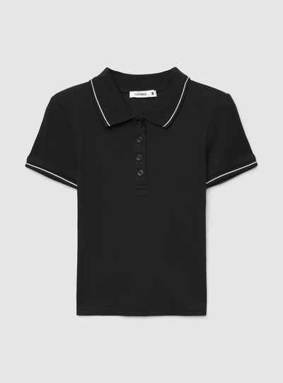 T-shirt polo crop a tinta unita