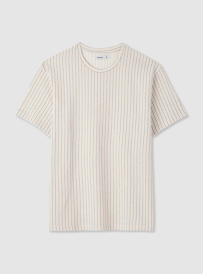 T-shirt a righe con effetto crochet