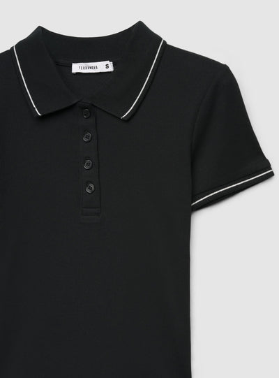 T-shirt polo crop a tinta unita