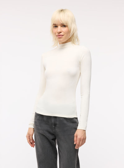 T-shirt con collo lupetto tinta unita