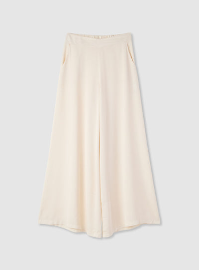 Pantaloni wide leg a tinta unita con vita elasticizzata