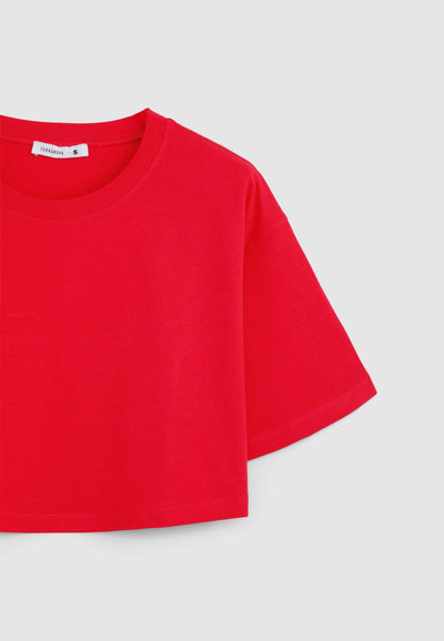 T-shirt crop a tinta unita