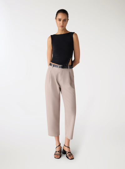Solid-colour balloon trousers with belt
