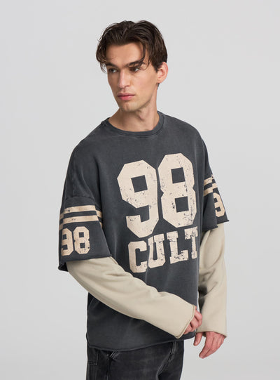 Bluza boxy e dyfishtë me printim kolegji