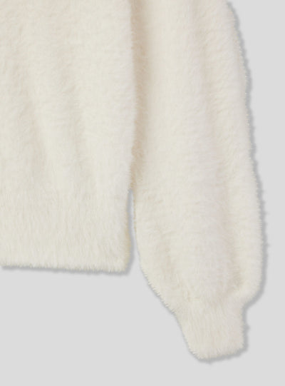 Einfarbiger Pullover in Pelzoptik