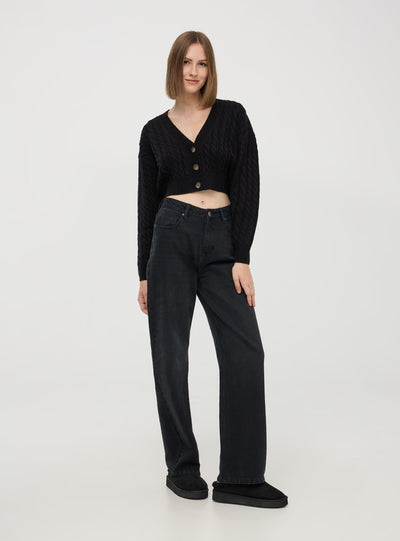 Cardigan crop con motivo a trecce