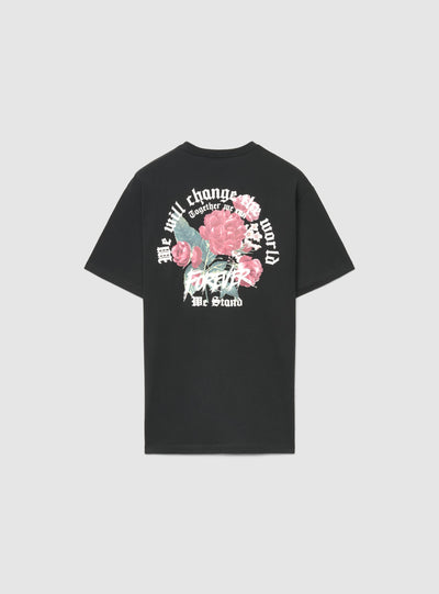 T-shirt girocollo con stampa floreale fronte e retro