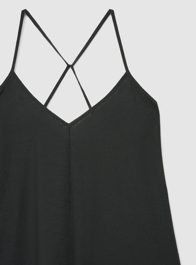 Vestito lungo a tinta unita con spalline incrociate