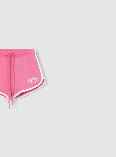 Shorts tuta leggeri con profili e stampa college