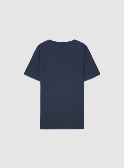 T-shirt a tinta unita con collo serafino