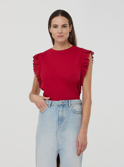 T-shirt con maniche ad aletta