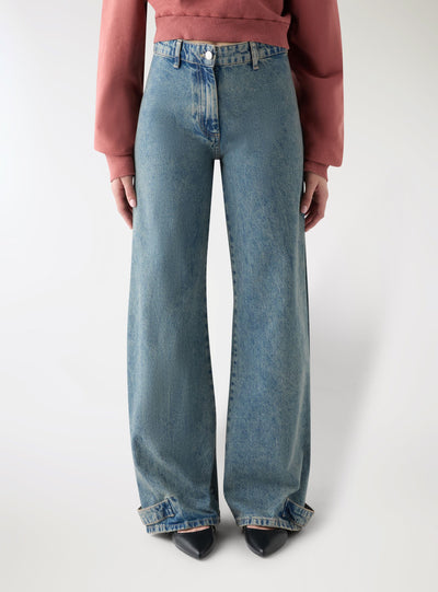 Jeans wide leg con fondo regolabile