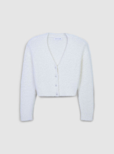 Cardigan crop effetto pelo