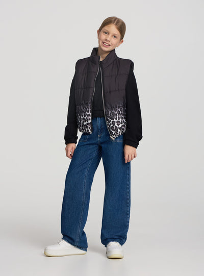 Jeans wide leg con tasche a patta