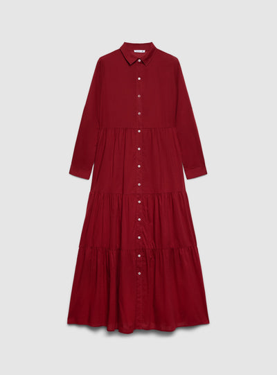 Vestito chemisier lungo con balze