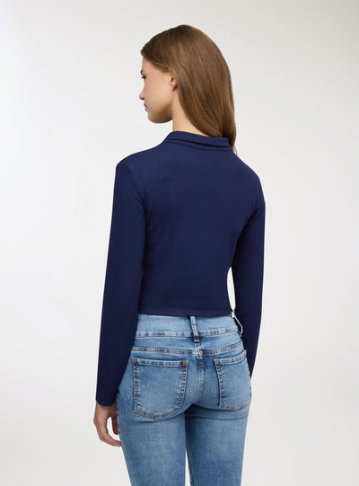 Polo-T-Shirt mit Reißverschluss und College-Schriftzug