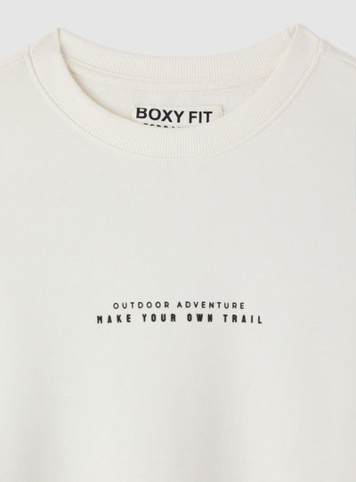 Felpa boxy fit girocollo con scritta e stampa