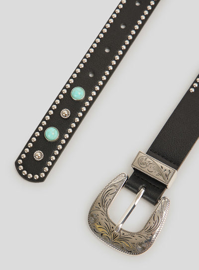 Cintura western con pietre e borchie