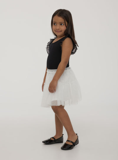 Top spalle larghe in tulle