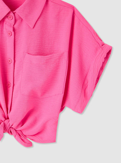 Camicia corta con nodo e taschino