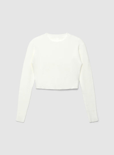 Maglia crop a costine tinta unita