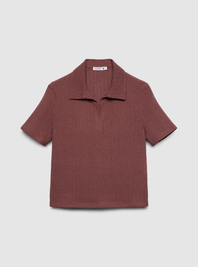 T-shirt polo effetto crochet