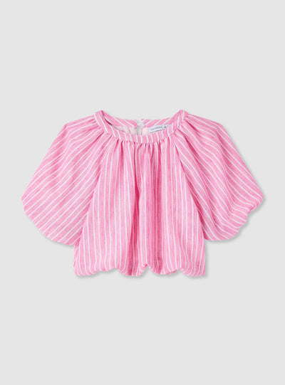 Blusa a righe con maniche a palloncino