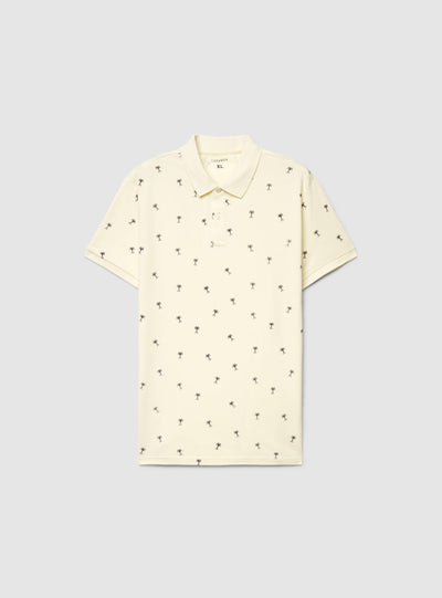 T-shirt polo piqué con microstampa palme