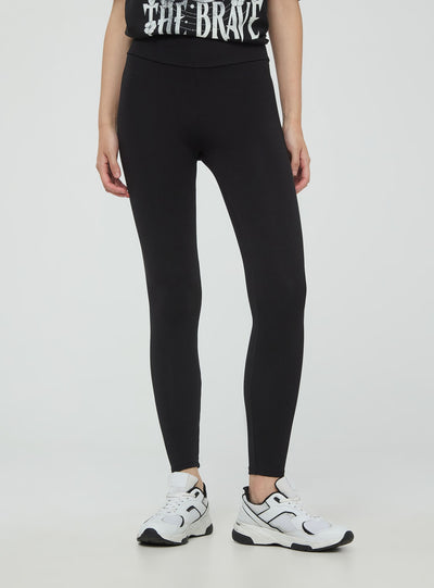 Leggings a vita alta in tessuto pesante