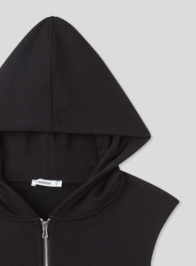 Felpa smanicata con cappuccio e zip