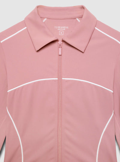 Felpa sportiva con zip e profili a contrasto