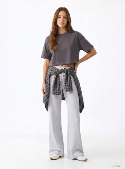 T-shirt crop a tinta unita