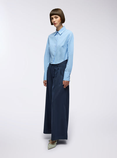 Camicia crop a righe slim fit