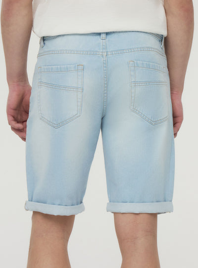 Bermuda in denim chiaro cinque tasche