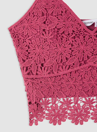 Solid colour macramé top