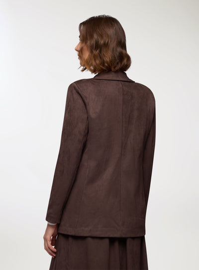 Single-breasted suede-effect jacket