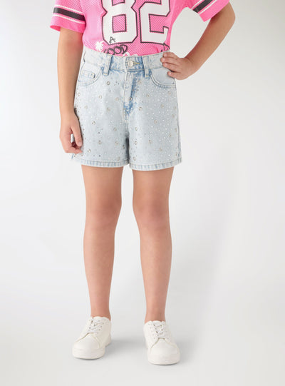 Shorts in denim con applicazioni