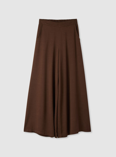 Pantaloni wide leg a tinta unita con vita elasticizzata
