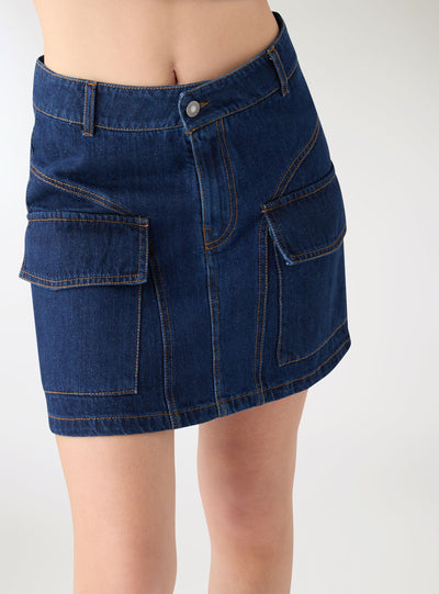 Gonna mini cargo in denim