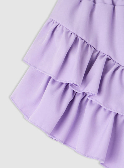 Skort con balze e vita elasticizzata