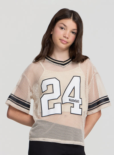 T-shirt in rete con stampa numero