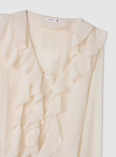 Camicia con balze e maniche lunghe