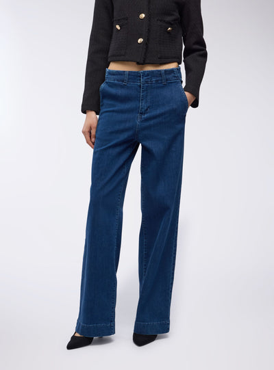 Jeans wide leg con tasche alla francese