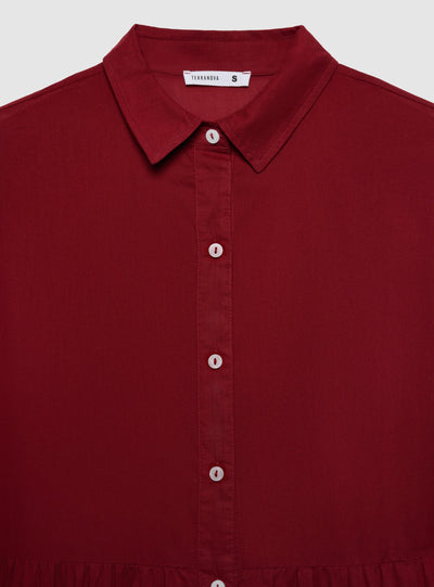 Vestito chemisier lungo con balze